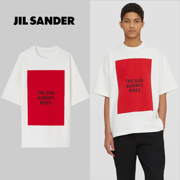 ジルサンダー Tシャツ 偽物 2021SS新作 クルーネック プリント cotton JSMS707043-MS248508