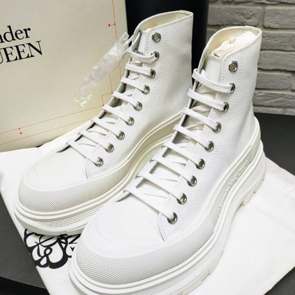 アレキサンダーマックイーン 偽物TREAD SLICK コットン ハイカットスニーカー
