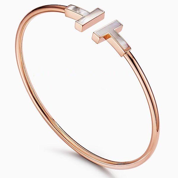 ティファニー Tブレスレット 偽物【Tiffany&Co.】大人気☆Mother-of-pearl Wire Bracelet 18K GOLD