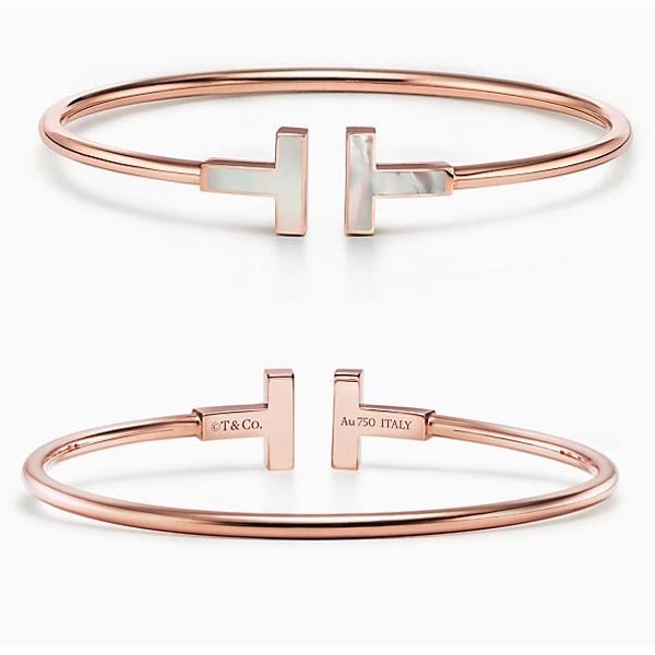 ティファニー Tブレスレット 偽物【Tiffany&Co.】大人気☆Mother-of-pearl Wire Bracelet 18K GOLD