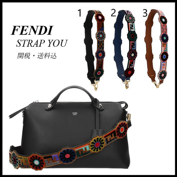 ＊フェンディ ストラップユー パロディ＊フラワー＆FFロゴ ショルダーストラップ 関税/送料込