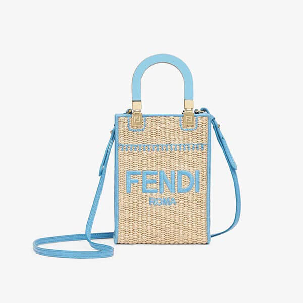 【フェンディ かごバッグ 偽物】ミニショッパーバッグ ラフィア 2色 21SS 8BS051AFQPF0VPJ