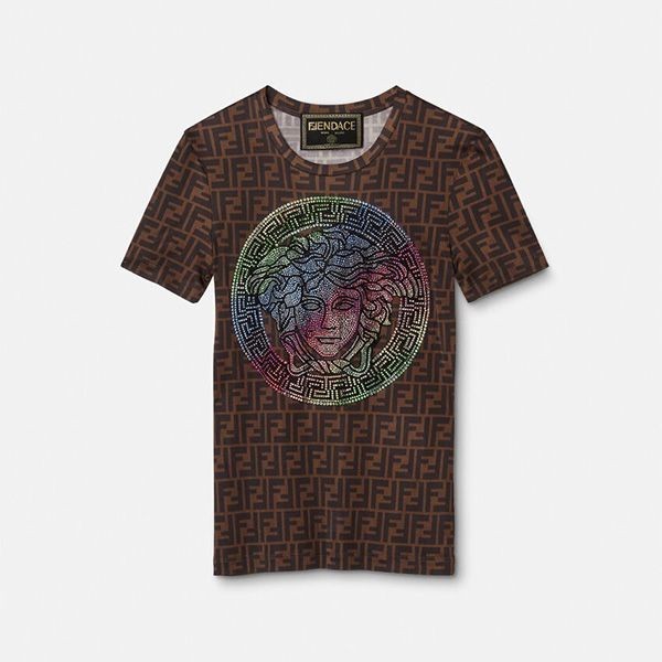 送料込[フェンディ×ヴェルサーチェ]T-SHIRT FF FENDACフェンダTシャツ コピー 1005179-1A00769_2B070