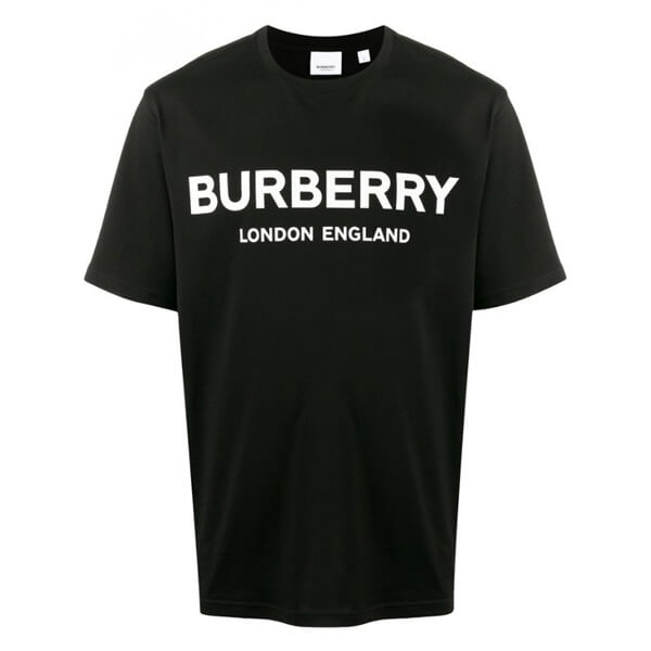 バーバリー Tシャツ コピー ロゴプリント コットンTシャツ ブラック 8008894
