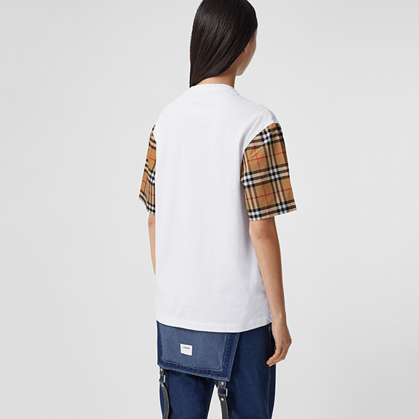 【バーバリー 激安】ヴィンテージチェック スリーブ コットンTシャツ80148951