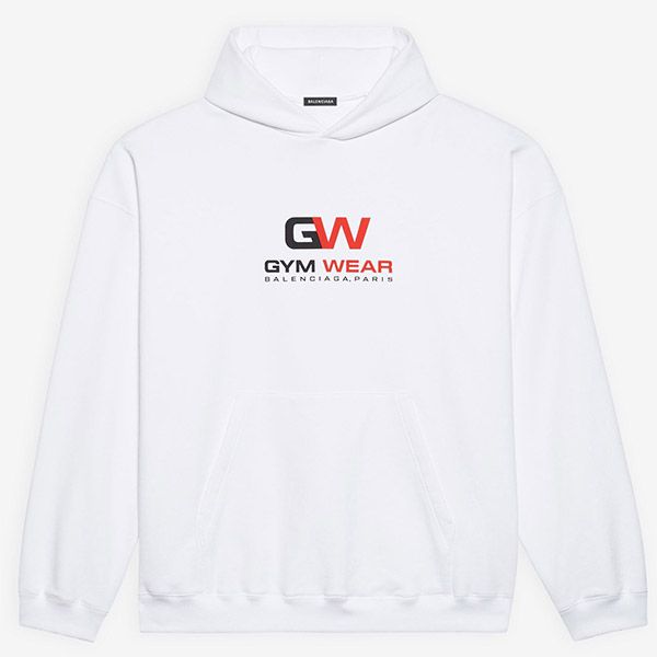 【バレンシアガ パーカー 偽物】GYM WEAR ロゴ★フーディ スウェット Black White