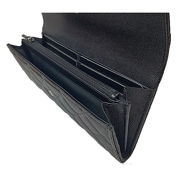 シャネル 財布 偽物 ロング フラップ 黒 シルバー金具 AP2248 B06088 94305