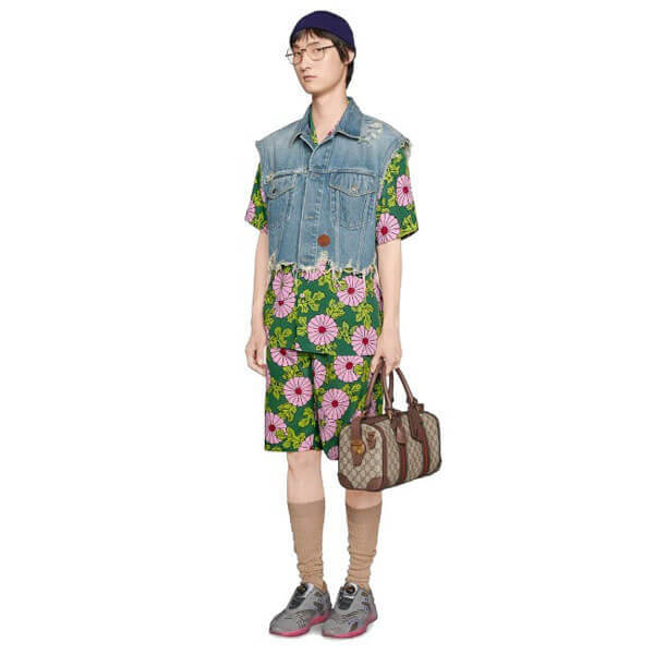 グッチ x ケンスコット コピー Ken Scott x グッチ 大輪の花々が咲く エピローグ プリント シルク ショーツ 639389 ZAGAK 5337