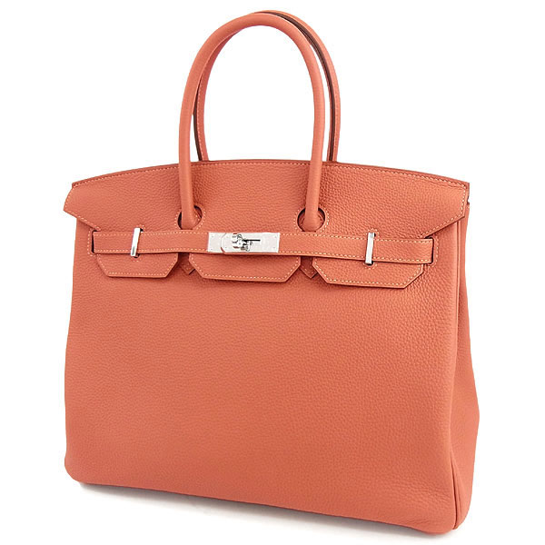 エルメス バーキン 35 cm ハンドバッグ ロージー×シルバー金具 トゴ Q刻印 エルメス Birkin バッグ RA23-G
