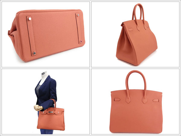 エルメス バーキン 35 cm ハンドバッグ ロージー×シルバー金具 トゴ Q刻印 エルメス Birkin バッグ RA23-G