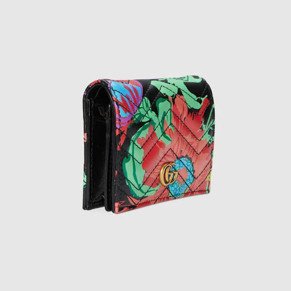 海外限定◆グッチ ケンスコット 財布 偽物 大輪の花々が咲く エピローグ◆Ken Scott x グッチ コラボ◆GG カードケース◆全2色 466492 UAIDE 1056