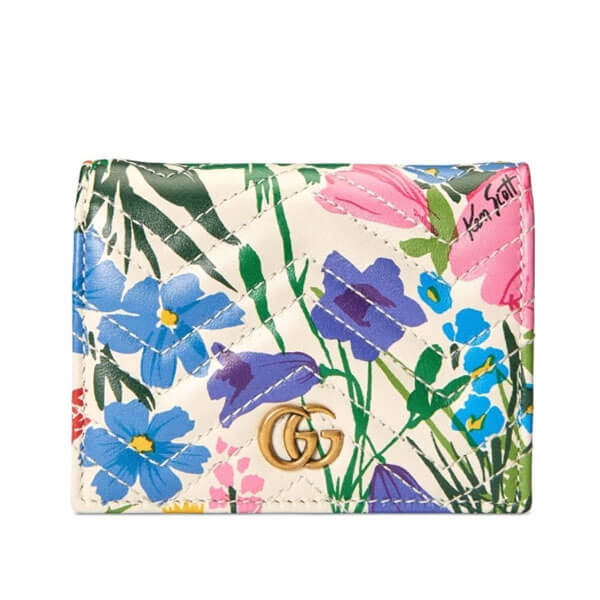 21新作 グッチ ケンスコット 財布 偽物 大輪の花々が咲く エピローグ 限定 Ken Scott x グッチ GG カードケースウォレット 466492UAIDE