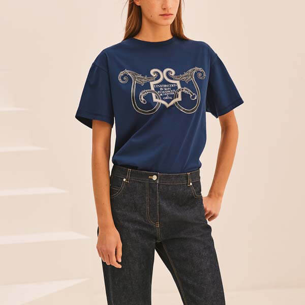 エルメス Tシャツ コピー 日本未入荷21SS 大人女子 コットンTシャツ H1E4615DG9038