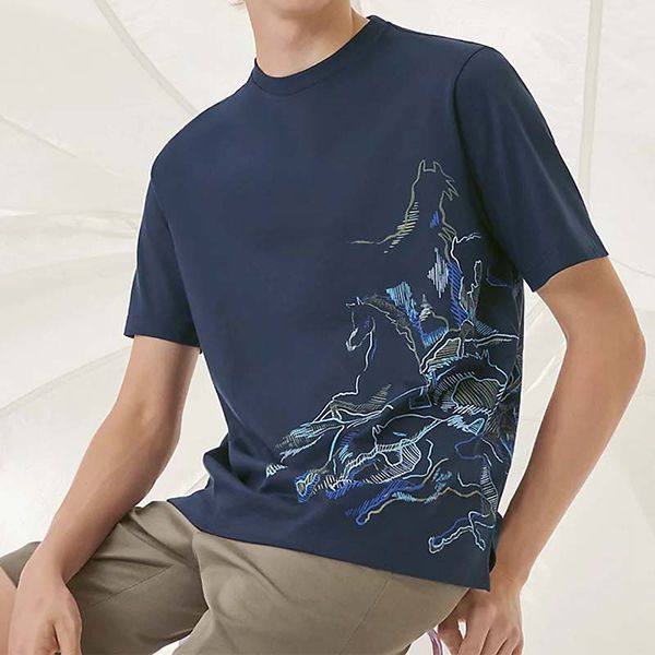 エルメス Cavalcade ロゴTシャツ コピーN級品半袖 コットン 偽物 新色☆希少H257830HA90SM