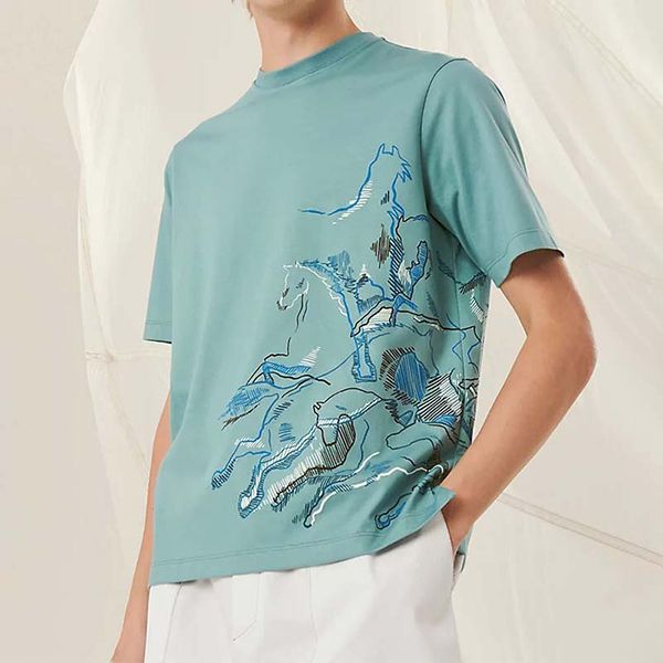 エルメス Cavalcade ロゴTシャツ コピーN級品半袖 コットン 偽物 新色☆希少H257830HA90SM