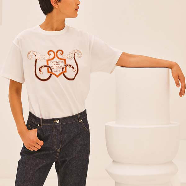 エルメス Tシャツ 偽物☆21AW☆シルクツイルニット Clic Clac H1H2851DAW636