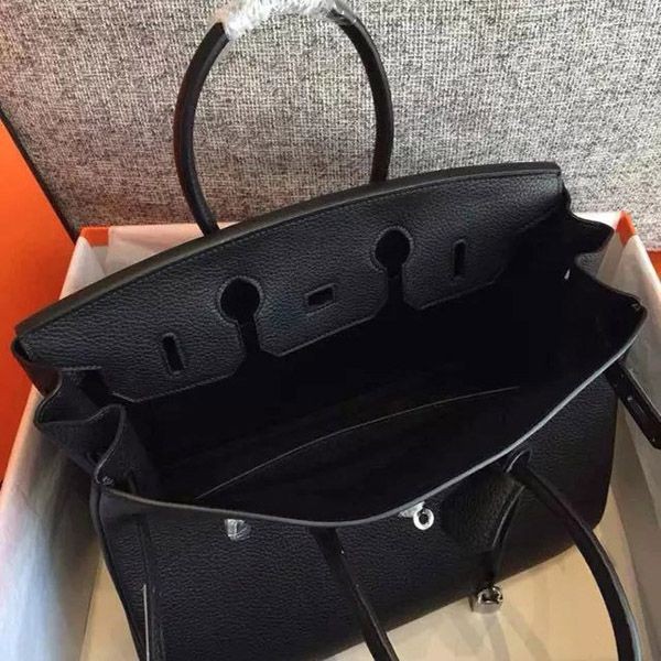 バーキン 超n品 エルメス バーキン コピー 25cm ハンドバッグ ブラック×シルバー金具 トゴ Q刻印