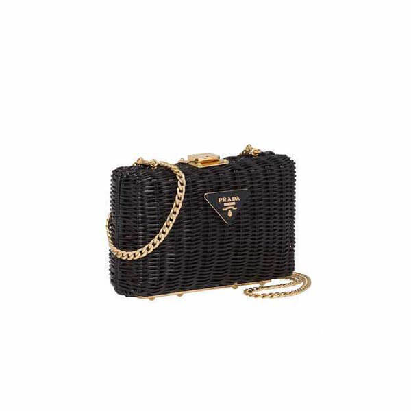 プラダ カゴバッグ コピー☆2021日本未発売新作 PRADA☆ウィッカー*クラッチ&ショルダーかごバッグ＊2色 1BF075_2BZV_F0I55