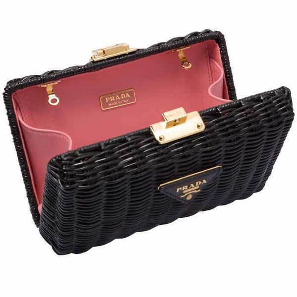 プラダ カゴバッグ コピー☆2021日本未発売新作 PRADA☆ウィッカー*クラッチ&ショルダーかごバッグ＊2色 1BF075_2BZV_F0I55