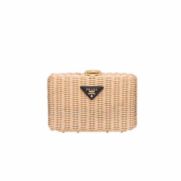 プラダ カゴバッグ コピー☆2021日本未発売新作 PRADA☆ウィッカー*クラッチ&ショルダーかごバッグ＊2色 1BF075_2BZV_F0I55