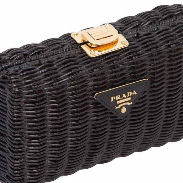 プラダ カゴバッグ コピー☆2021日本未発売新作 PRADA☆ウィッカー*クラッチ&ショルダーかごバッグ＊2色 1BF075_2BZV_F0I55