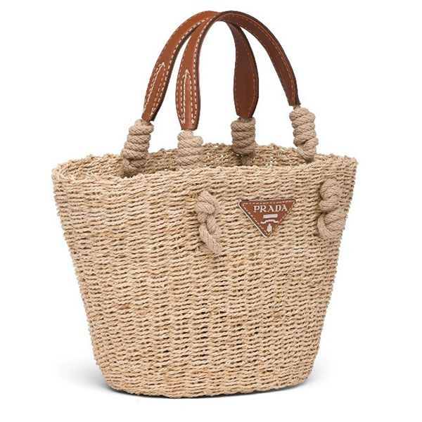 プラダ かごバッグ 偽物★かごBAG★ナチュラルファイバーxレザー バッグ 1BG325_2DJD_F0A5T