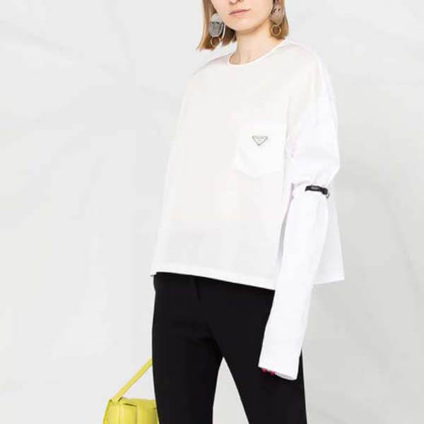 ★プラダ Tシャツ コピー★Re Nylon コットンTシャツ White F0009_S_202