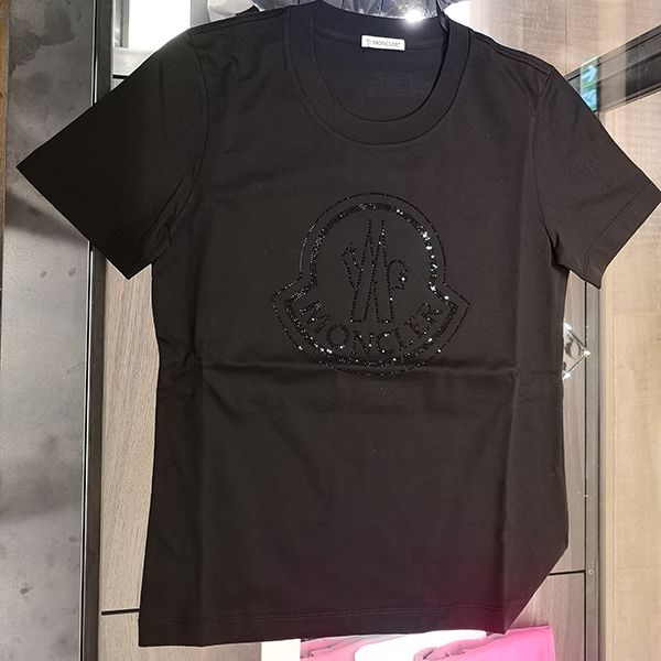 モンクレール tシャツ パロディ ブランドコピー tシャツ レディース ラインストーンロゴ コットン 0938C00008829FB