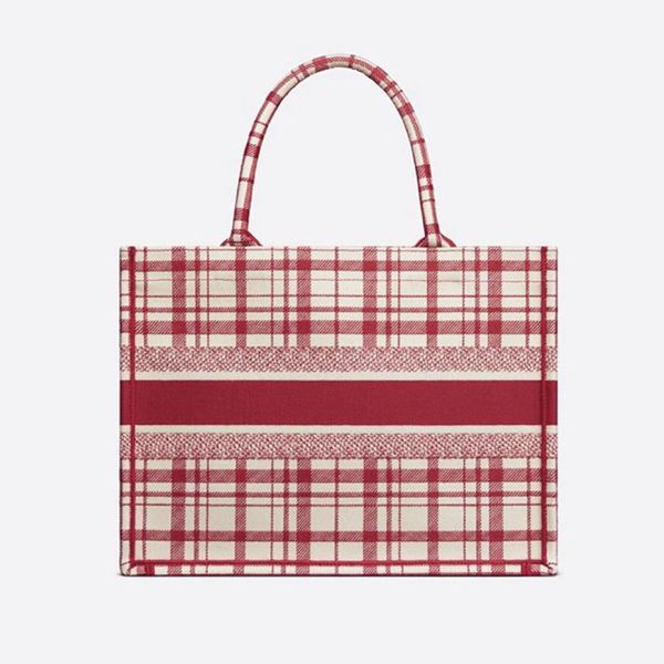 ディオール ブックトート 偽物 Book Tote Check\'n\' 赤チェック/small tote M1296ZRFZ_M929