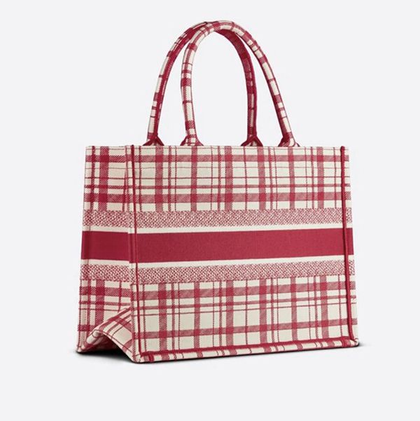 ディオール ブックトート 偽物 Book Tote Check\'n\' 赤チェック/small tote M1296ZRFZ_M929