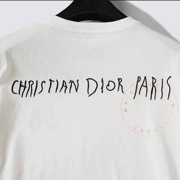 ディオール Tシャツ パロディ ロゴ コラボ レイモンド 半袖 刺繍 コットン 白