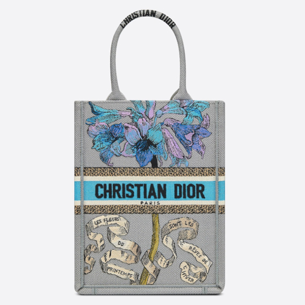 ディオール ブックトート 偽物 BOOK TOTE バーティカルバッグ Fleurs Bibliques エンブロイダリー