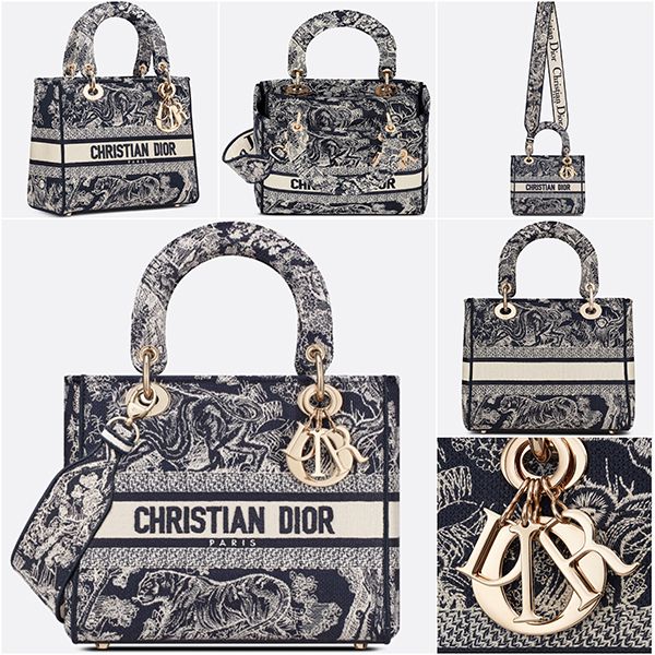レディディオール 偽物 ディオール カナージュ コピー【入手困難】MEDIUM ★LADY D-LITE★Toile de Jouy Reverse M0565ORGO_M928