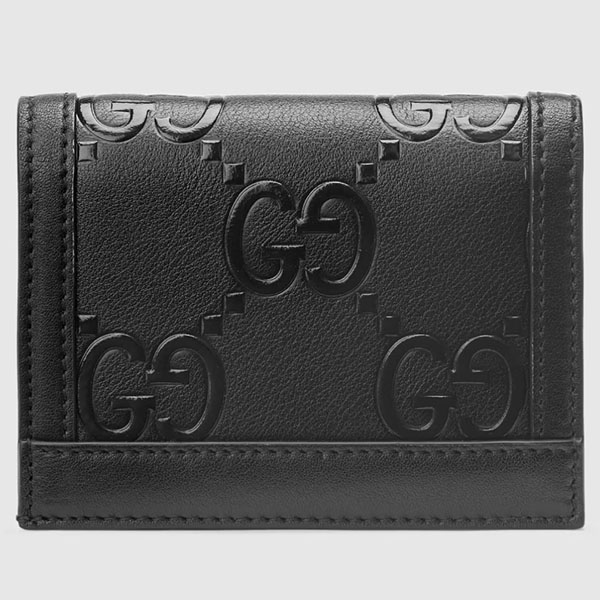 グッチ 財布 コピー 希少★GG Deboss柄 2折中財布★黒白革/金デコ 676150 UF4AX 新作入手困難