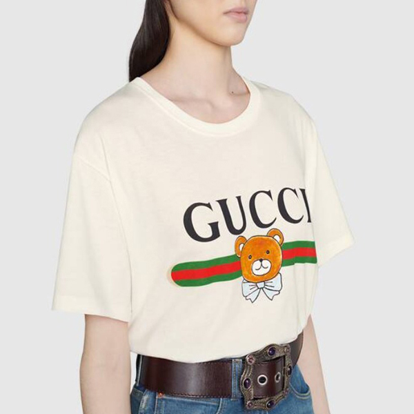 グッチ カイ Tシャツ 偽物 限定【EXO-KAI x グッチ コラボ】ベアプリント◆コットン 615044 XJDJH 9095