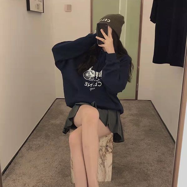 新作 セリーヌ パーカー 偽物 サルキー スウェットシャツ ネイビー オフホワイト 2Y428450I.07OW