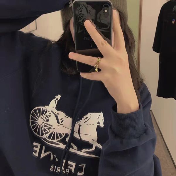 新作 セリーヌ パーカー 偽物 サルキー スウェットシャツ ネイビー オフホワイト 2Y428450I.07OW