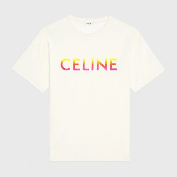 お洒落に【セリーヌ】グラデーション 偽物 ロゴ ルーズ Tシャツ