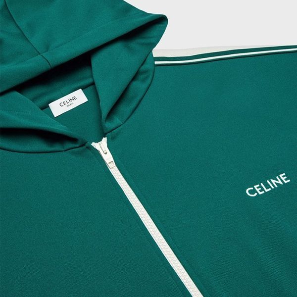 【セリーヌ】リバーシブル 偽物ジップアップ フーディ グリーン2Y721121O.30OW
