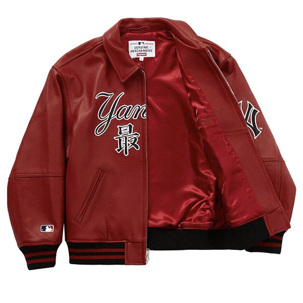シュプリーム MLB「最高」偽物★Supreme x NYヤンキース★洗練された芸術★ロゴレザージャケット★