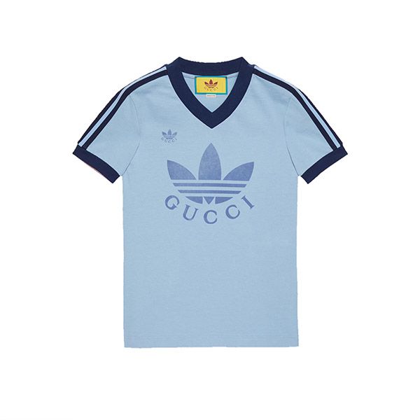 超人気 アディダス グッチ Vネック Tシャツ 偽物 3色【コラボ★】