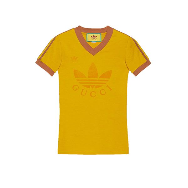 超人気 アディダス グッチ Vネック Tシャツ 偽物 3色【コラボ★】