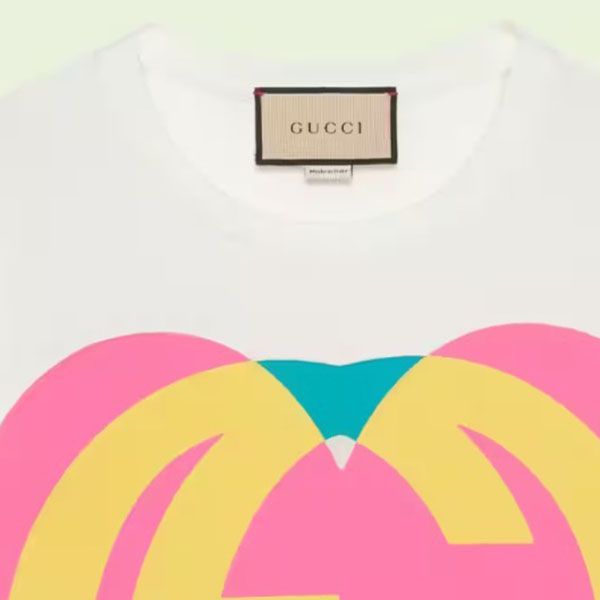 グッチ インターロッキングG ハート 偽物 オーバーサイズTシャツ コピー 即納 3色615044XJD639070