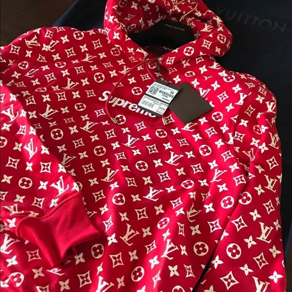 シュプリーム×ルイヴィトンスーパーコピー 限定 Box Logo Hooded Sweatshirtボックスロゴ パーカー スウェット モノグラム 赤