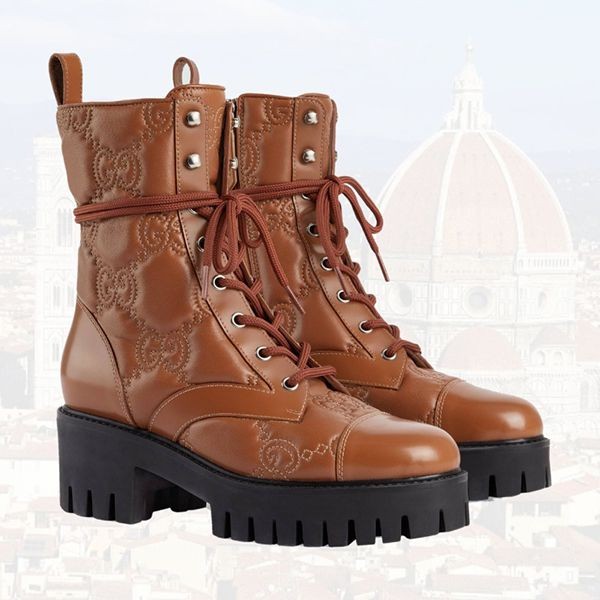 大人気！注目度抜群！グッチ 偽物 GGマトラッセレザーレースアップアンクルブーツ 3色 718386DS8U01000