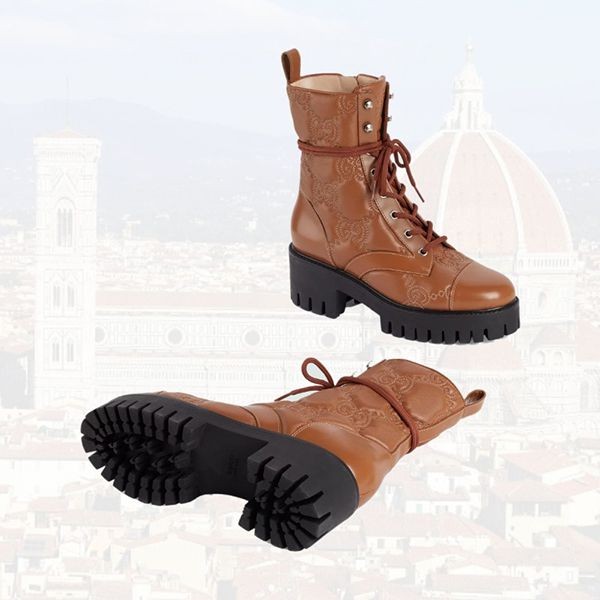 大人気！注目度抜群！グッチ 偽物 GGマトラッセレザーレースアップアンクルブーツ 3色 718386DS8U01000