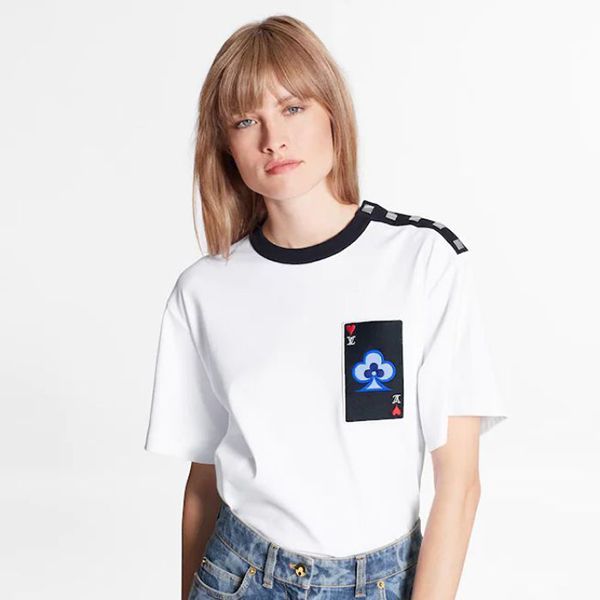ルイヴィトン Tシャツ パロディ ブランドコピー tシャツ レディース グレーのパンツにぴったり似合うヴィトンのレディース1A8M7B