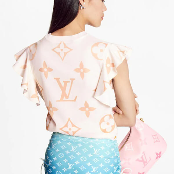 ルイヴィトン Tシャツ コピー21SS☆LV グラデーション ラッフルスリーブシャツ 1A8RP6 1A8RPB