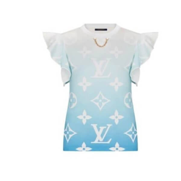 ルイヴィトン Tシャツ コピー21SS☆LV グラデーション ラッフルスリーブシャツ 1A8RP6 1A8RPB