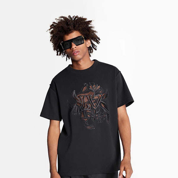 ルイヴィトン Tシャツ コピー LVヴェジェトゥルレースエンブロイダリーTシャツ1A7QFM
